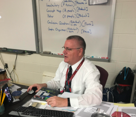 Calvert High School science teacher Stephen King calls teaching the best job in the world. (Mr. King article; photo taken by me)